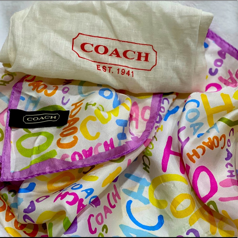 Authentic Coach silk bandana scarf/dust bag